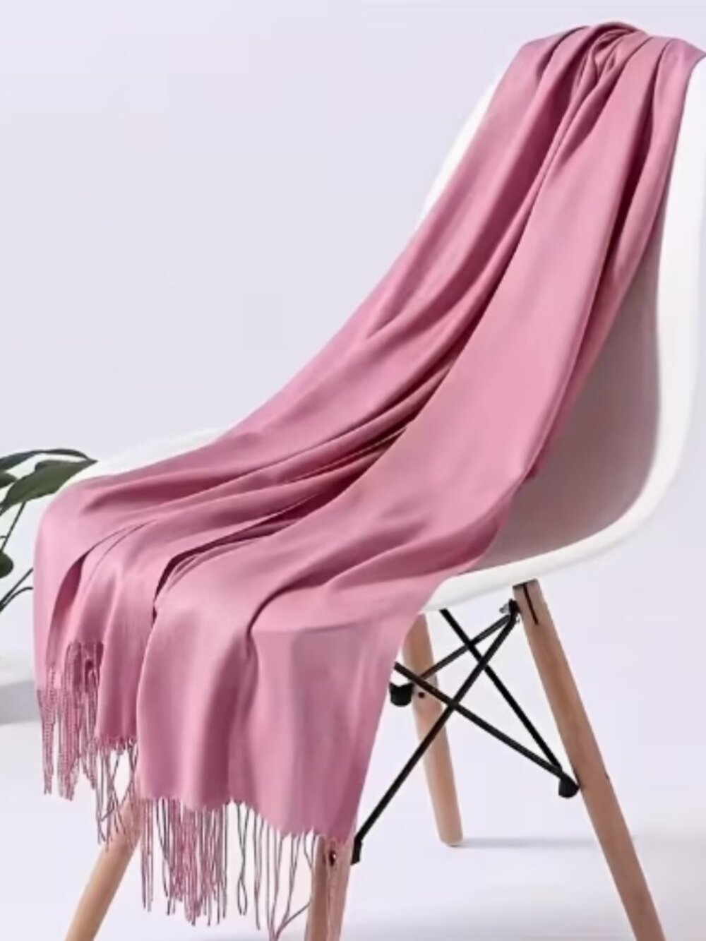 New Ultra Soft, Lightweight Tassel Semi-Sheer Scarf/Wrap in Pink, 28" x 72"